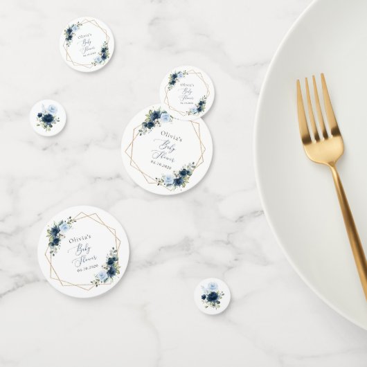 Marinebloemen, Blauwe bloemen, Groen, Baby shower Confetti (Groep)