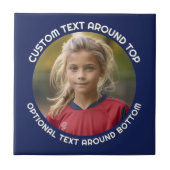 Marinegrens met foto en tekst rond een cirkel tegeltje (Voorkant)