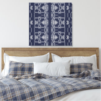 Marinegrijze Scrollend Patroon Kleuren Muurkunst  Canvas Afdruk