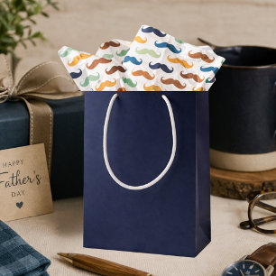 Marinegroen Gouden Kleurrijke Snor Vaderdag Tissuepapier