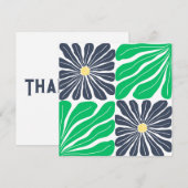 Marinegroene Abstracte Bloemrijke Elegante Bedankkaart (Voorkant / Achterkant)