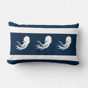 marineinkool / inktvis op witte PILLOW-kust Kussen