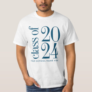 Marineklasse van 2024 Afstuderen met Schoolnaam T-shirt