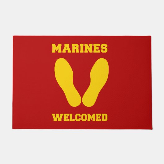 MARINES WELCOME YELLOW FOOTPRINES ON RED DEURMAT (Voorkant)