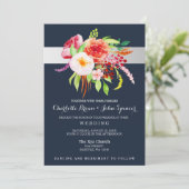 marinesbloemen bruiloft met waterverf kaart (Staand voorkant)