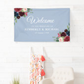 marineschoen en bloesse bruinblauwe bruiloft spandoek (Insitu)