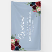 marineschoen en bloesse bruinblauwe bruiloft spandoek (Verticaal)