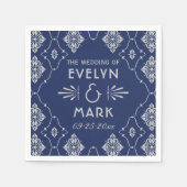  marinesologram blauw art deco bruilding servetten (Voorkant)