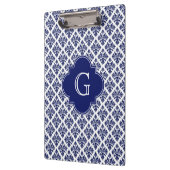 marinesonblauw wit Damask #3 marinemonogram Klembord (Links)