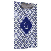 marinesonblauw wit Damask #3 marinemonogram Klembord (Rechts)