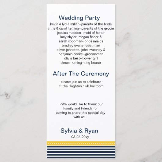 marinestrepen, anker- en nautische trouwprogramma' programma (Achterkant)