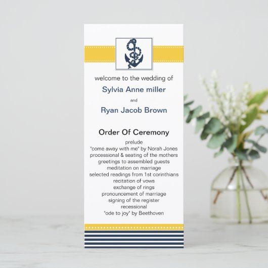 marinestrepen, anker- en nautische trouwprogramma' programma (Staand voorkant)