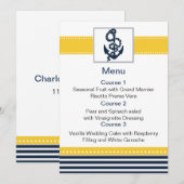 Marinestrepen, anker, nautische menukaarten menu (Voorkant / Achterkant)