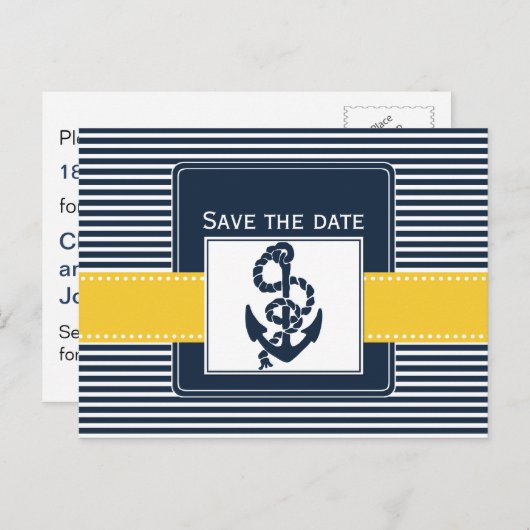Marinestrepen, anker, nautische opslaan van de dat aankondigingskaart (Voorkant / Achterkant)