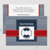 marinestrepen, reddingsboei, nautische trouwuitnod kaart (Voorkant / Achterkant)