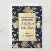  marinesultaat Blue Floral Pattern Wedding Invi Kaart (Voorkant)