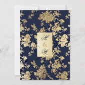  marinesultaat Blue Floral Pattern Wedding Invi Kaart (Achterkant)