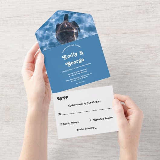 marinesurroodschildpad all in one uitnodiging (Afscheurbaar)