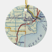 Marinette WI Map Keramisch Ornament (Voorkant)