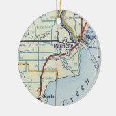 Marinette WI Map Keramisch Ornament (Links)