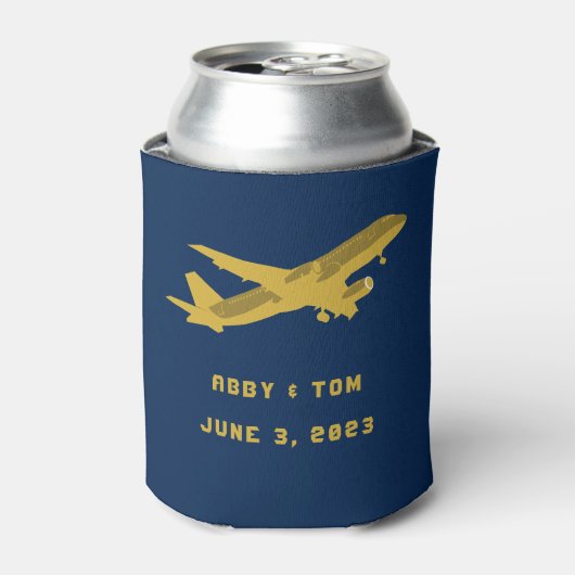 Marinewand en gouden vliegenweddenschap blikjeskoeler (Blikje Voorkant)