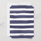 marinewitte Waterverf Stripes Gold Wedding Kaart (Achterkant)
