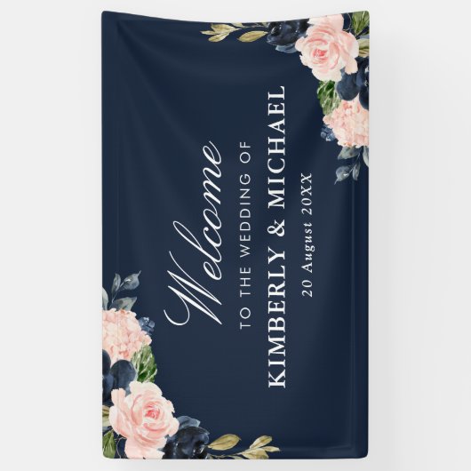 mariniers en blozen verwelkomen bruiloft spandoek (Verticaal)