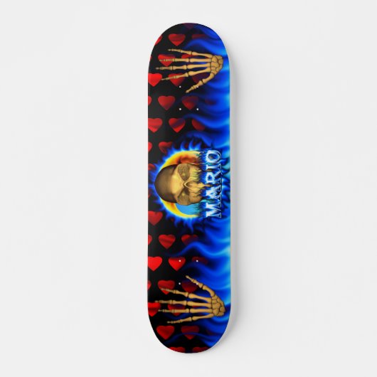 Mario skull blue fire Skatersollie skateboard. Skateboard (Voorkant)