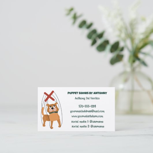 Marionette Puppet Show, Puppeteer Custom Visitekaartje (Staand voorkant)