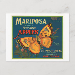 Mariposa Brand Apples Crate Label - Boter Briefkaart