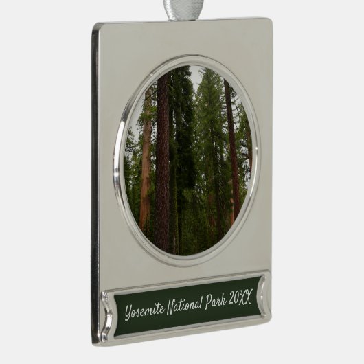 Mariposa Grove in Yosemite National Park Verzilverd Banner Ornament (Rechts)