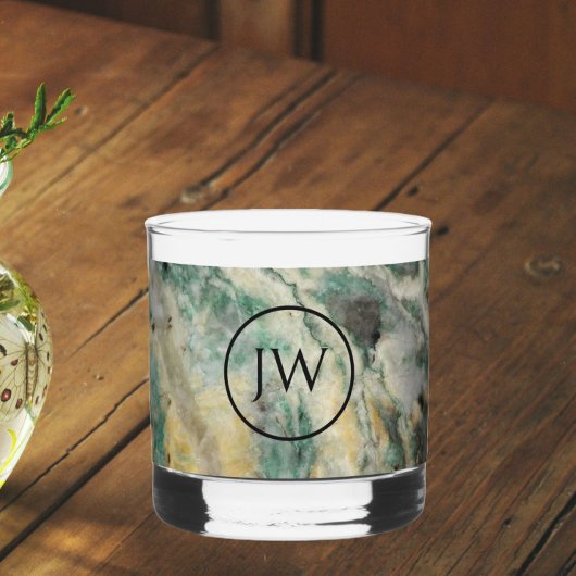 Mariposite Mineral Monogram Whisky Glas