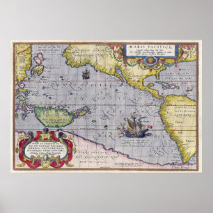 Maris Pacifici door Abraham Ortelius  Map Poster