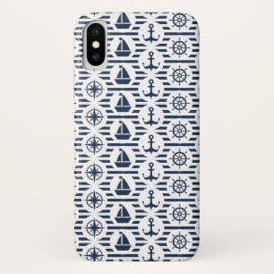 Maritiem in blauw patroon iPhone x hoesje