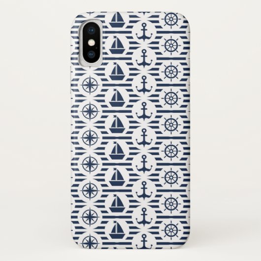 Maritiem in blauw patroon Case-Mate iPhone case (Achterkant)