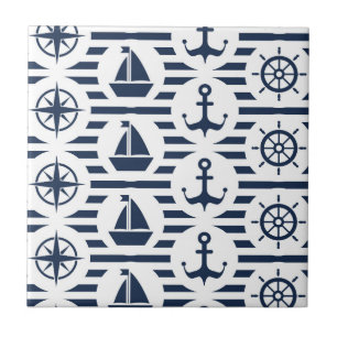 Maritiem in blauw patroon tegeltje