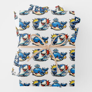 Maritiem thema verjaardag Pop Art Inpakpapier Vel