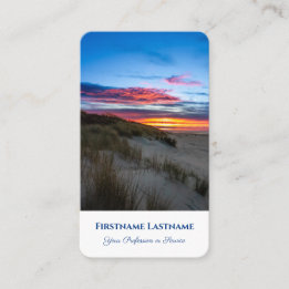 Maritiem zand duin strand zonsondergang reisagent visitekaartje