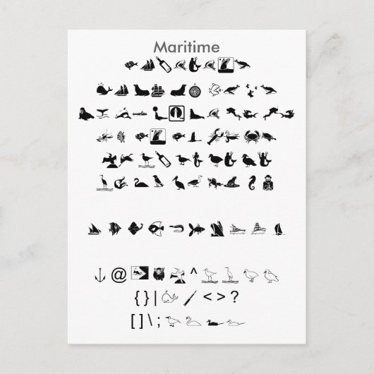 Maritiem - Zazzle Font Sampler Sheet met Gids Briefkaart (Voorkant)