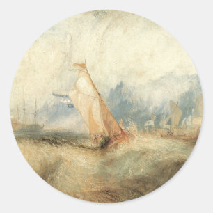 Maritiem zeegezicht van Joseph Turner uit de oudhe Ronde Sticker