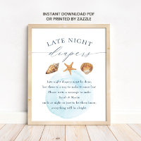 Maritieme baby shower "Late Night Luier" bord