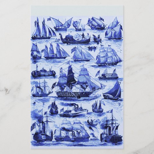 MARITIEME, SCHEPEN, ZEEVAARTUIGEN, marineblauw Briefpapier (Voorkant)