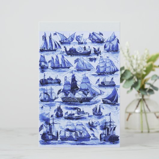 MARITIEME, SCHEPEN, ZEEVAARTUIGEN, marineblauw Briefpapier (Staand voorkant)