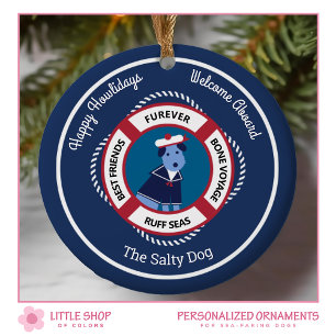 Maritieme Welkom Aboard Sailor Dog Keramisch Ornament