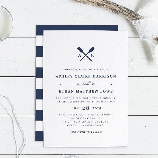 Maritime | Faire-part de mariage monographique nau