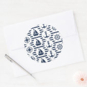 Maritime In Blue Pattern Ronde Sticker (Envelop)