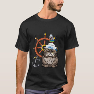 Maritime Sailor Cat Rat stuurwiel Sailor Sail T-shirt