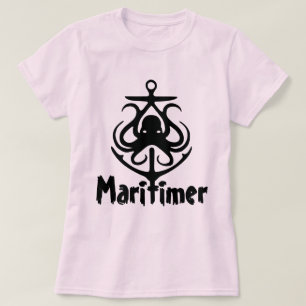Maritimer Anchor octopus Nautical Lighthouse Route T-shirt