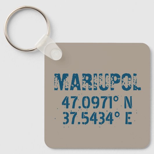 Mariupol Oekraïne Breedtegraad & Lengtegraad Verst Sleutelhanger (Voorkant)
