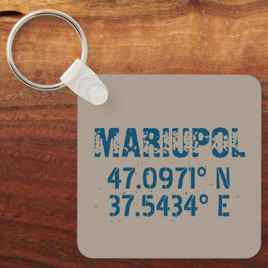 Mariupol Oekraïne Breedtegraad & Lengtegraad Verst Sleutelhanger (Voorkant)